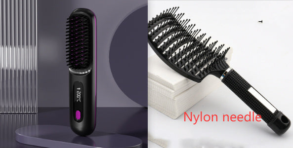 2-in-1 Wireless Hair Straightener Comb – Portable & Fast Heating