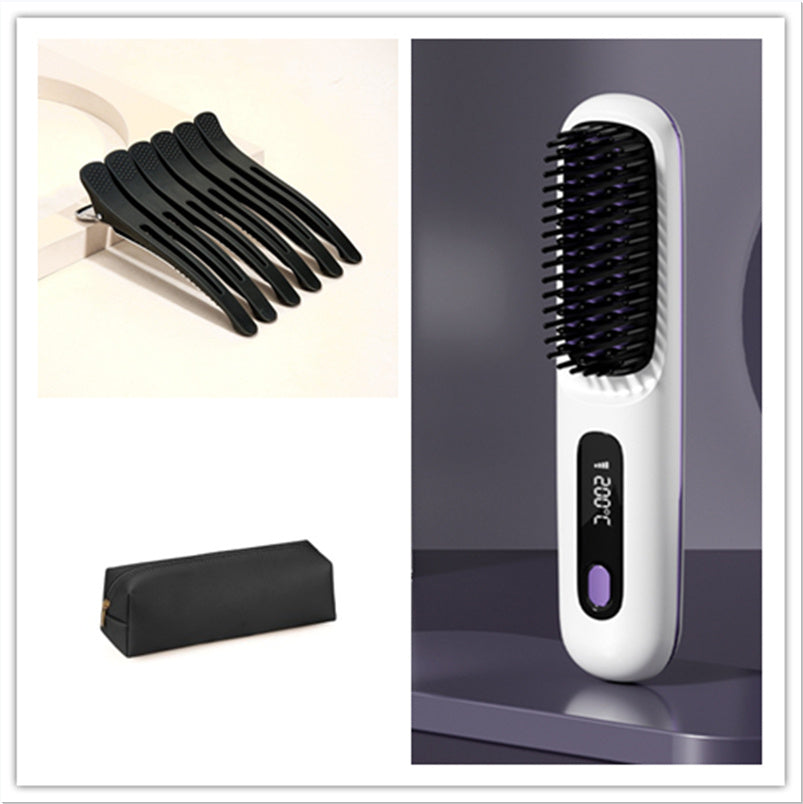 2-in-1 Wireless Hair Straightener Comb – Portable & Fast Heating